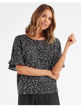 Vetta Flounce Sleeve Blouse in Polka Dots medium